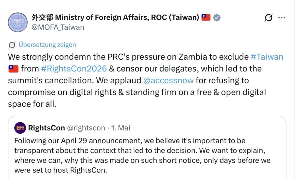 China, Taiwan and the RightsCon 2026 in Zambia (#151)